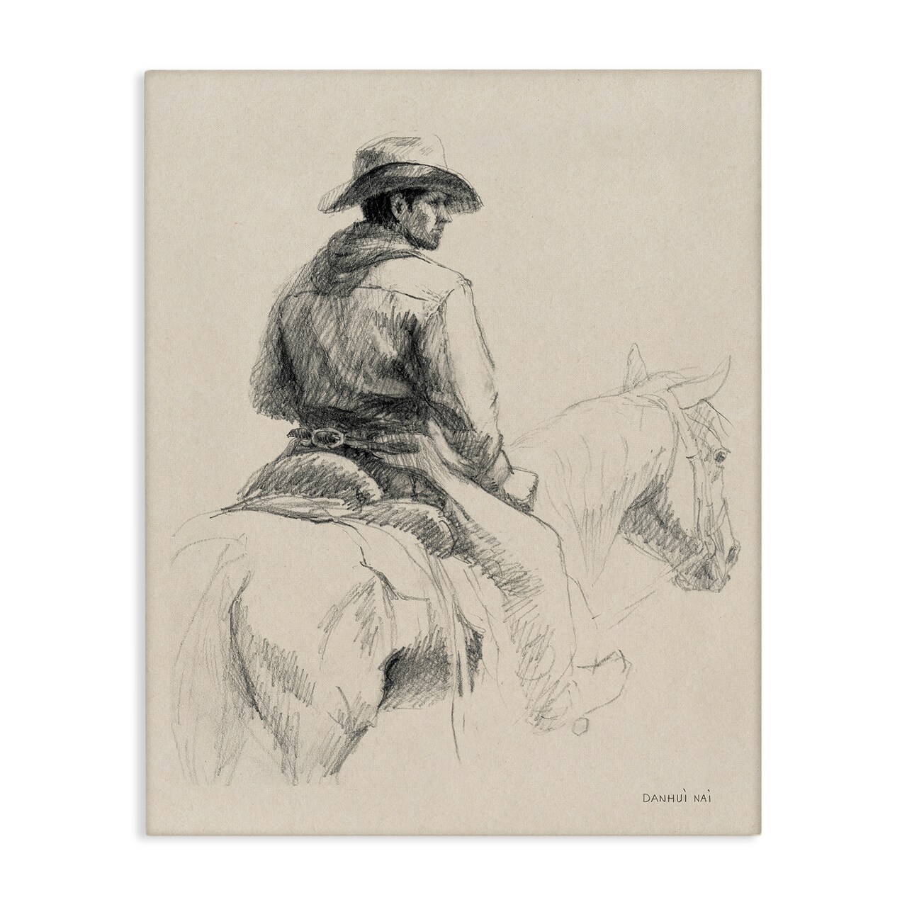 Stupell Industries Cowboy & Horse Sketch Canvas Wall Art Design by Danhui Nai